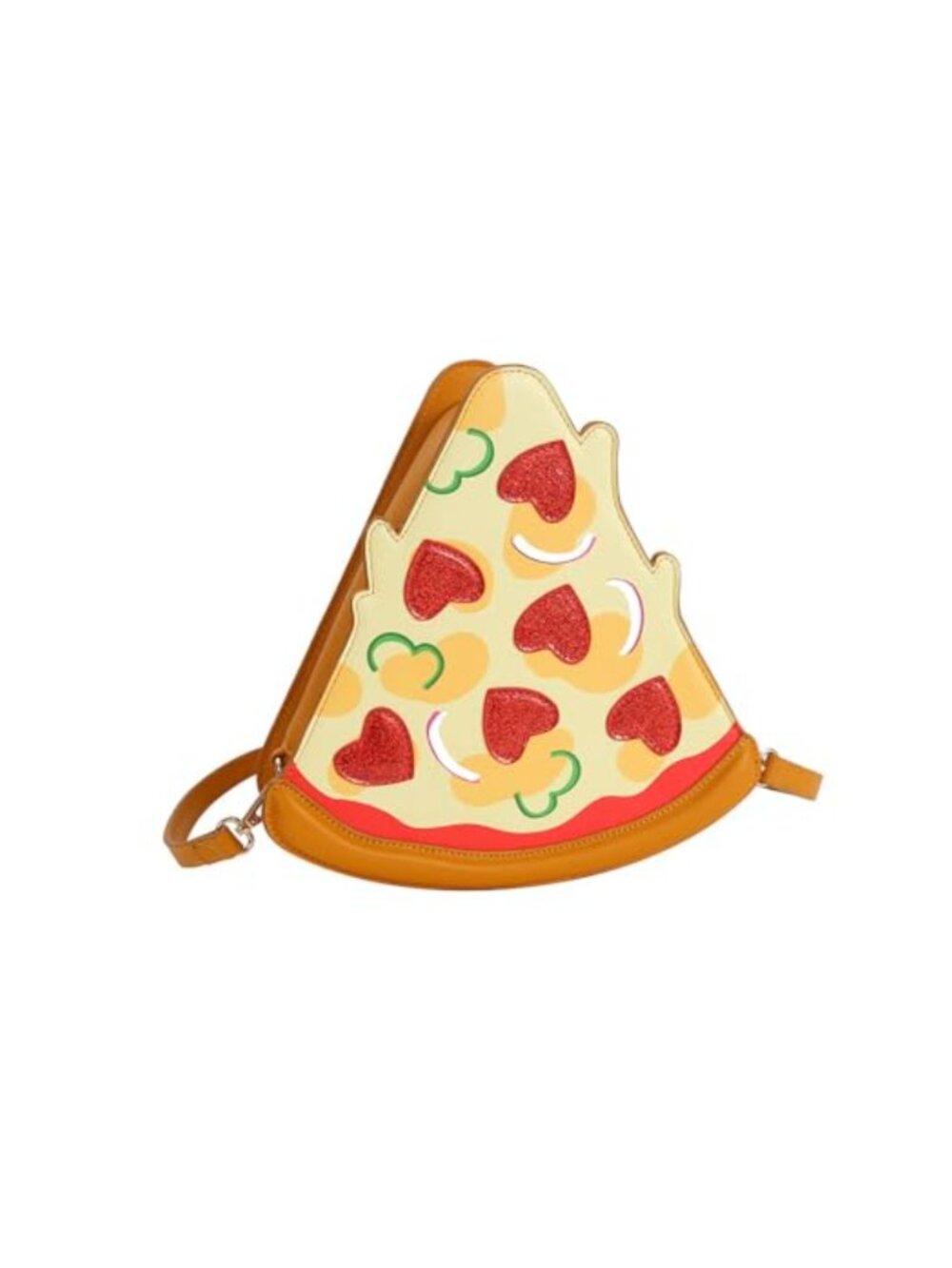 PU Leather Pizza Slice Crossbody Bag Novelty Food Purse Adjustable Strap